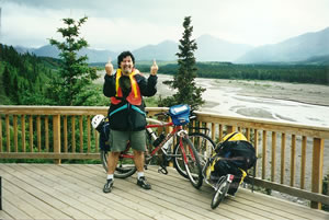 Ted with bikes on the way to Wonder Lake. 