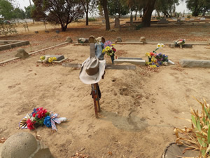 Grave at cemetery in Clements, California.