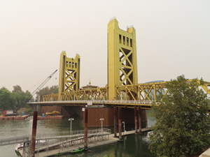 The Tower Bridge near old town Sacramento, California.