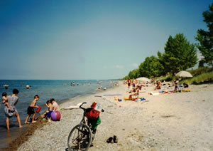 Ted's bike on the beach at Pinery Provincial Park, Ontario, Canada.