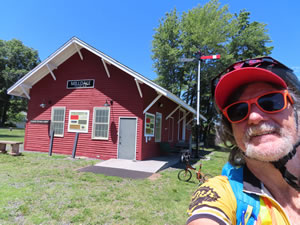Ted and his bike on the Farmington Canal Heritage Trail at Milldale, Connecticut.