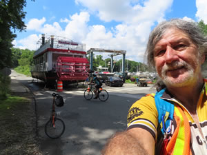 Ted, his Bike, other biker and stern wheel on Michael Castle Trail in Delaware.