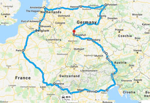 Google map of Europe with Drew in 1995