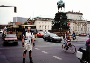 Drew rollerblading in Berlin, Germany.