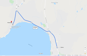 Daily google route map of where Ted cycled in Maui on May 10, 2004. (Kihei to La Perouse Memorial and back to Kihei)
