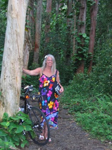 Andrea next to Ted’s rental bike in Maui, Hawai.