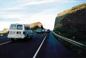 The other cyclists passing me about 30 minutes into the ride on highway 30 in Maui, Hawaii.