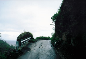 Near the north end of the Muai. Highway the raods are very rough.  Here is the highway that is part of the Jim Stuart Memorial bike ride in Maui, Hawaii.