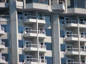 Ted’s dad waving from the room he stayed in at the hotel in Coeur d'Alene, Idaho. 