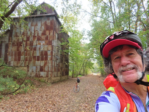 Ted with his bike on the Jane Addams trail in Illinois.