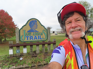 Ted at the Jane Addams trailhead near Freeport, Illinois.