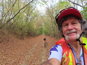 Ted with his bike on the Jane Addams trail in Illinois.