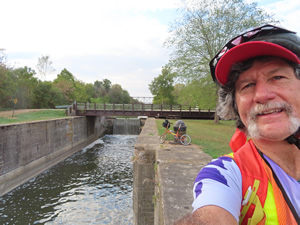 Ted and his bike next to the Hennepin Canal parkway trail in Illinois.