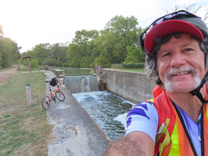 Ted and his bike next to the Hennepin Canal parkway trail in Illinois.