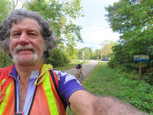 Ted and his bike on the Cardinal Greenway bike trail near Richmond, Indiana.