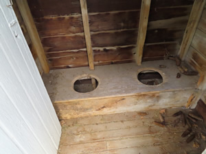 The premium 2 seat outhouse at the birthplace of Wilbur Wright.