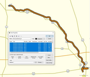 Bike route Ted took near Richmond, Indiana.