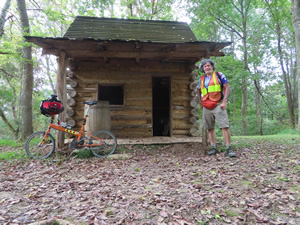 Ted and his bike at Fort Duffield Park near West Point, Kentucky.
