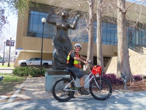 Ted and his rental bike at Louis Armstrong Park in New Orleans.