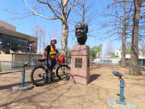 Ted and his rental bike at Louis Armstrong Park in New Orleans.