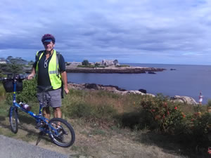 Ted with George Bush's estate in the background at Kennybunk, Maine