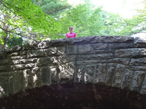 Natalie on Bubble Pond Bridge at Acadia National park. 