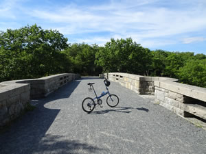 Ted's bike on Duck brook Bridge at Acadia national Park.
