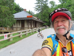 Ted and his bike on the Torrey C. Brown Rail Trail at Monkton, Maryland.