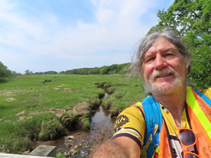 Ted next to the Cape Code Rails to Trails in Massachusetts.