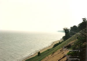 View of Lake Michigan from near where Ted and Chuck stayed in Chuck's tent. We were in view of the lake and had no protection from the wind. 