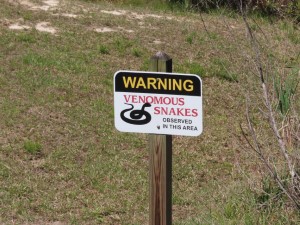 Warning sign to keep you on the trail at Stennis Visitor Center in Mississippi.