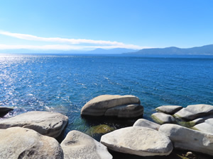 Lake Tahoe, Nevada seen from Tahoe East shore bike trial.