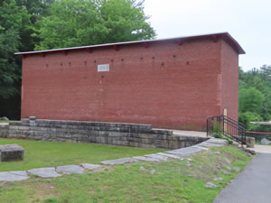 Gatehouse from 1888 at Mine Falls Park, Nashua, New Hampshire.