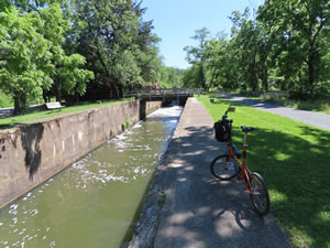 Ted’s bike next to Delaware & Raritan Canal State Park Trail in New Jersey.