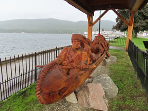 Wood carving at lake George, New York.
