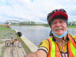 Ted with his bike on Mohawk-Hudson bike trail, New York.