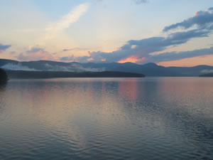Sunset at Ashokan Reservoir, New York.