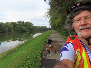 Ted and his bike on the Great Miami River Trail near Dayton, Ohio.