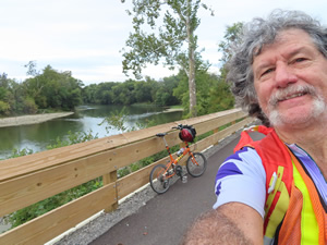 Ted and his bike on the Great Miami River Trail near Dayton, Ohio.