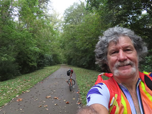 Ted and his bike on the Great Miami River Trail near Dayton, Ohio.