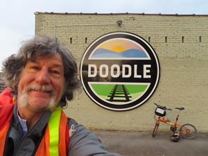 Ted with his bike next to the Doodle Rail Trail.