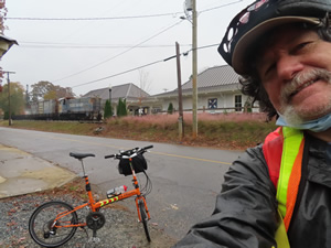 Ted with his bike next to the Doodle Rail Trail.