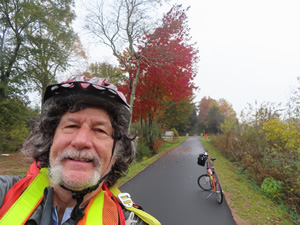 Ted with his bike on the Swamp Rabbit Trail.