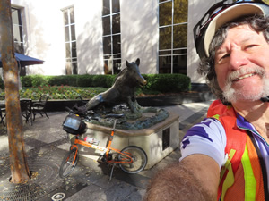 Ted with his bike in downtown Greensville.