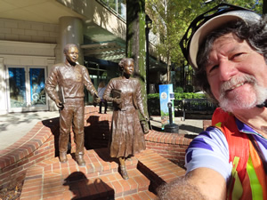 Ted with his bike in downtown Greensville.