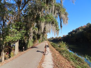 Ted’s bike on trial near Columbia Canal and Riverfront Park.