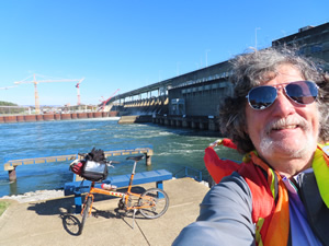 Ted and his bike with the Chickamauga Dam in the background.