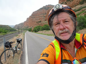 Ted with his bike on Echo Canyon road Utah.