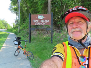 Ted and his bike at near Brattleboro, Vermont.