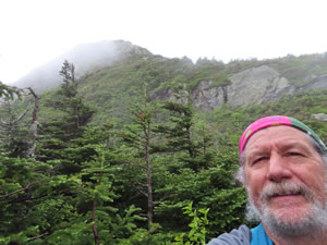 Ted on Long Trail hiking to the summit of Mont Mansfield in Vermont.